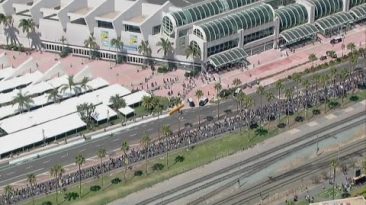 Comic-Con Day 1 | Chopper 8 above San Diego Convention Center as attendees take over downtown