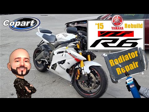 Radiator Repair / How to fix a motorcycle radiator leak cheap! (COPART 2015 Yamaha YZF-R6 Re-Build)