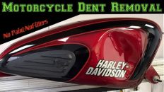 Motorcycle Dent Removal – Harley Davidson Sportster Gas Tank Paintless Dent Repair