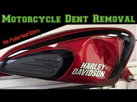 Motorcycle Dent Removal – Harley Davidson Sportster Gas Tank Paintless Dent Repair