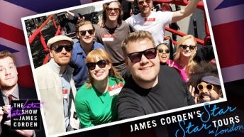 ‘Dark Phoenix’ Cast Tours London in a Double Decker – #LateLateLondon