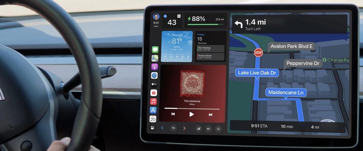 Tesla CarPlay concept shows off a modular UI inspired by Apple’s next-gen design