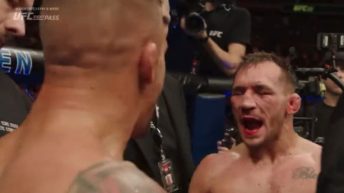 Watch the heated exchange between Dustin Poirier and Michael Chandler following their epic battle at UFC 281 (Video)