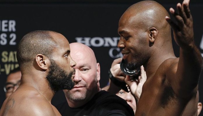 Daniel Cormier reacts after the UFC books Jon Jones vs. Ciryl Gane for the vacant heavyweight title