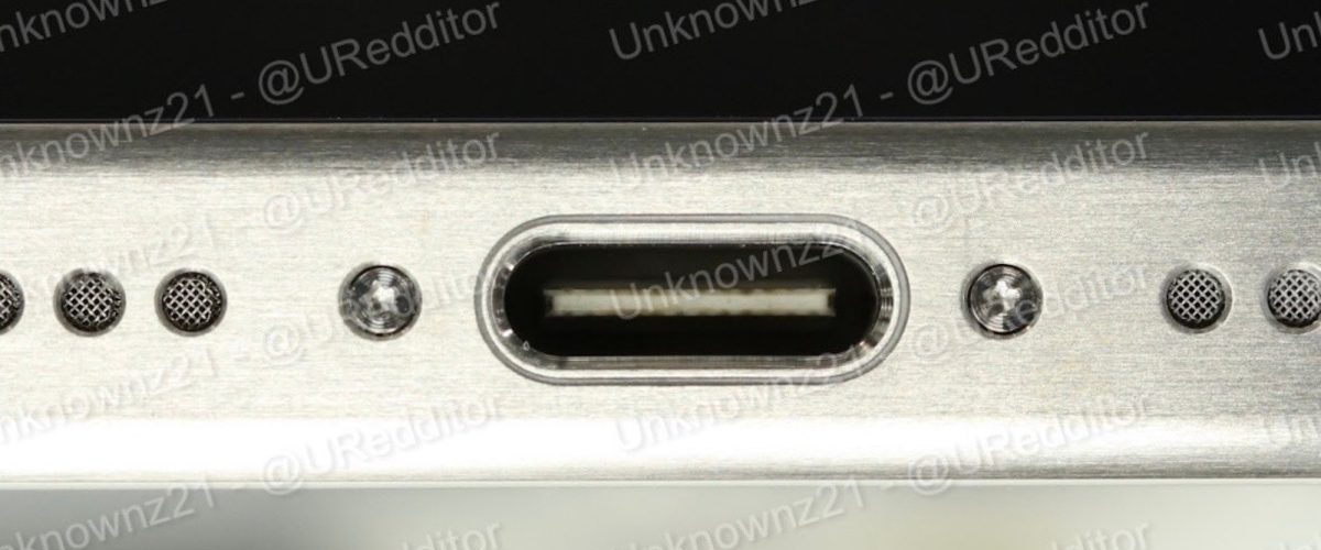 Leaked image appears to show iPhone 15 Pro with USB-C port and titanium design