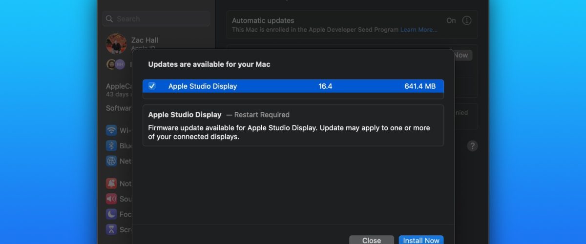 Apple Studio Display firmware update available to macOS Ventura 13.3 beta testers