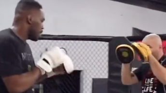 Watch Jon Jones spar with Walt Harris and hit pads ahead of UFC 285 (Videos)