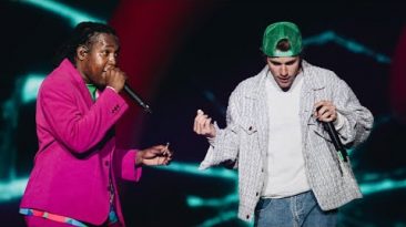 Justin Bieber and Don Toliver performing “Private Landing” at Rolling Loud. (March 4)