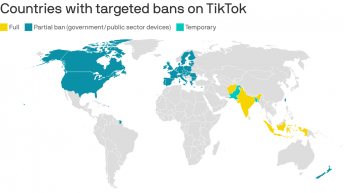 These are the countries where TikTok is banned