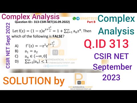 Csir Net September 2023 | June 2023 | Complex Analysis Solution | Q.Id 313 | by PMA | SUDIP KUMAR