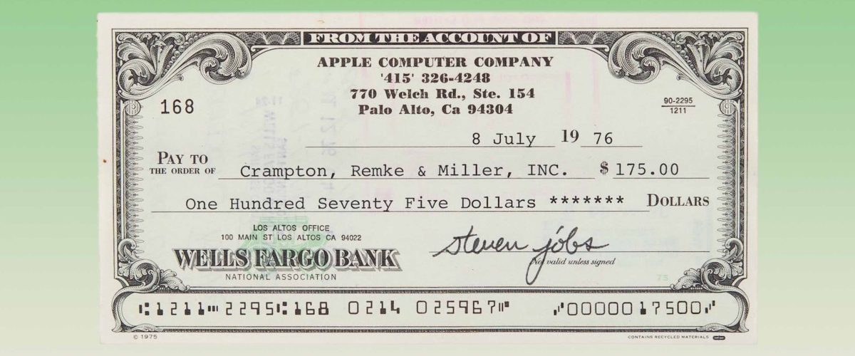 Steve Jobs signed check up for auction alongside NeXT business card