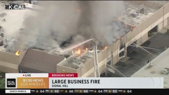 Fire burns through a Signal Hill business complex