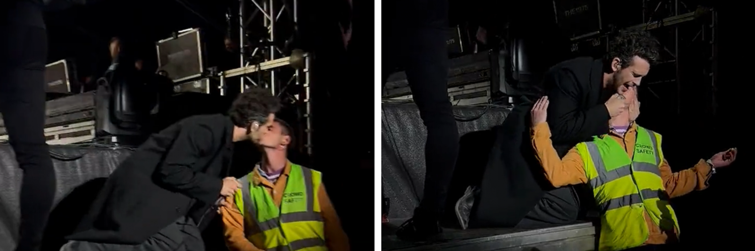 Taylor Swift’s BF Matty Healy Kisses Security Guard During His Concert