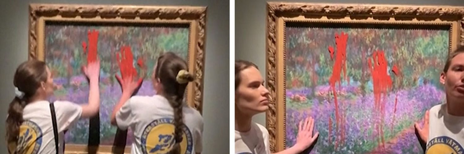 Climate Activists Detained After Gluing Hands, Smearing Paint on Monet Piece