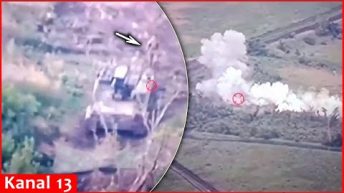 “Strela-10″ anti-aircraft missile complex that Russians sought to hide, comes under drone attack