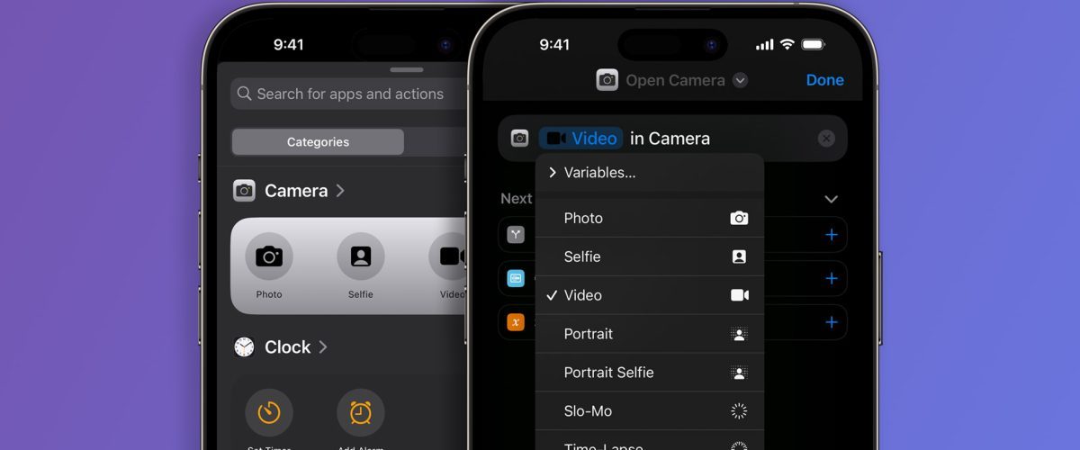 iOS 17 lets users create Shortcuts actions to open specific Camera app modes