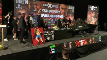 WATCH | John Fury flips tables during heated KSI vs. Tommy Fury press conference