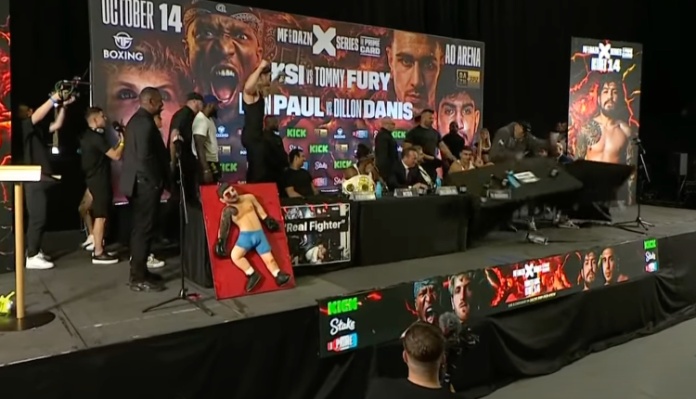 WATCH | John Fury flips tables during heated KSI vs. Tommy Fury press conference