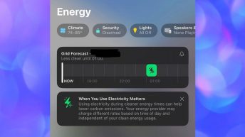 Grid Forecast in Home app shows when you can use clean energy