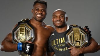 Francis Ngannou laughs off UFC’s decision to blur Kamaru Usman’s shirt supporting him: “Nice shirt you got there”