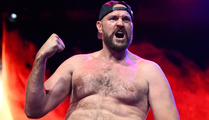 Tyson Fury reacts following split decision win over Francis Ngannou