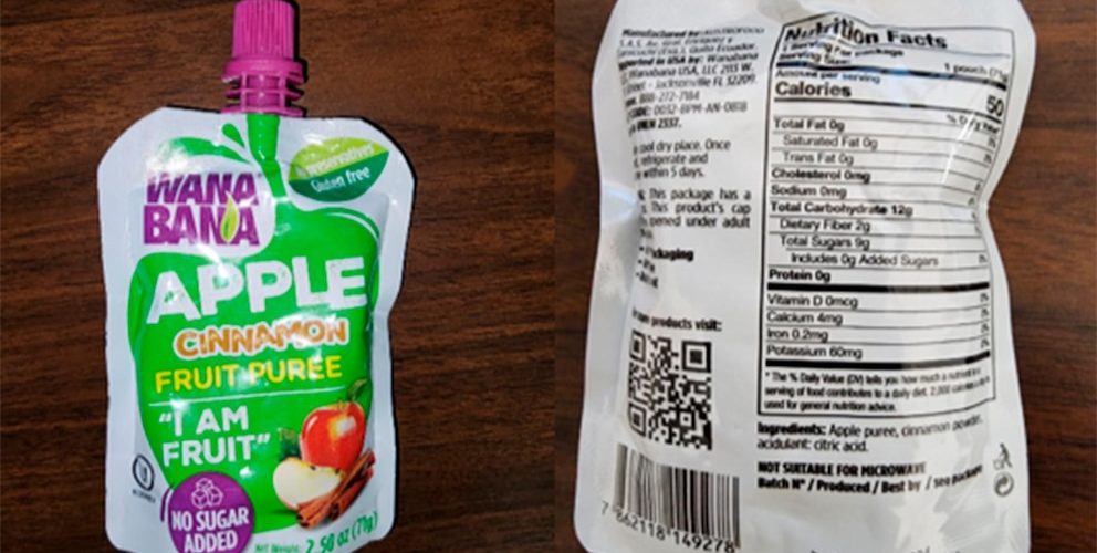 FDA says WanaBana fruit puree pouches may contain dangerous levels of lead