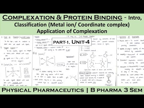 Complexation and protein binding | classification of complexation | Metal ion complex | Application