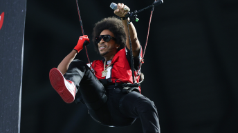 Ludacris Rappels Into Atlanta’s  Mercedes-Benz Stadium During Falcons Game