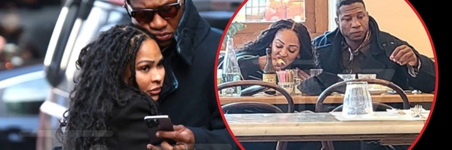 Jonathan Majors Cuddles Girlfriend Meagan Good in NYC Day Before Trial