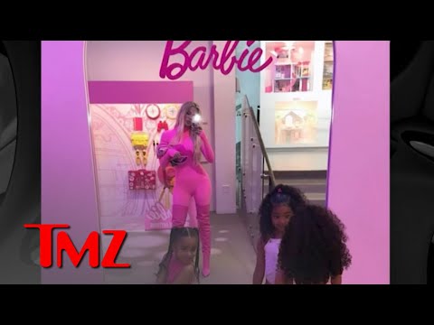 Kim Kardashian and Khloe Kardashian Take on Barbie World with Daughters and Nieces | TMZ TV