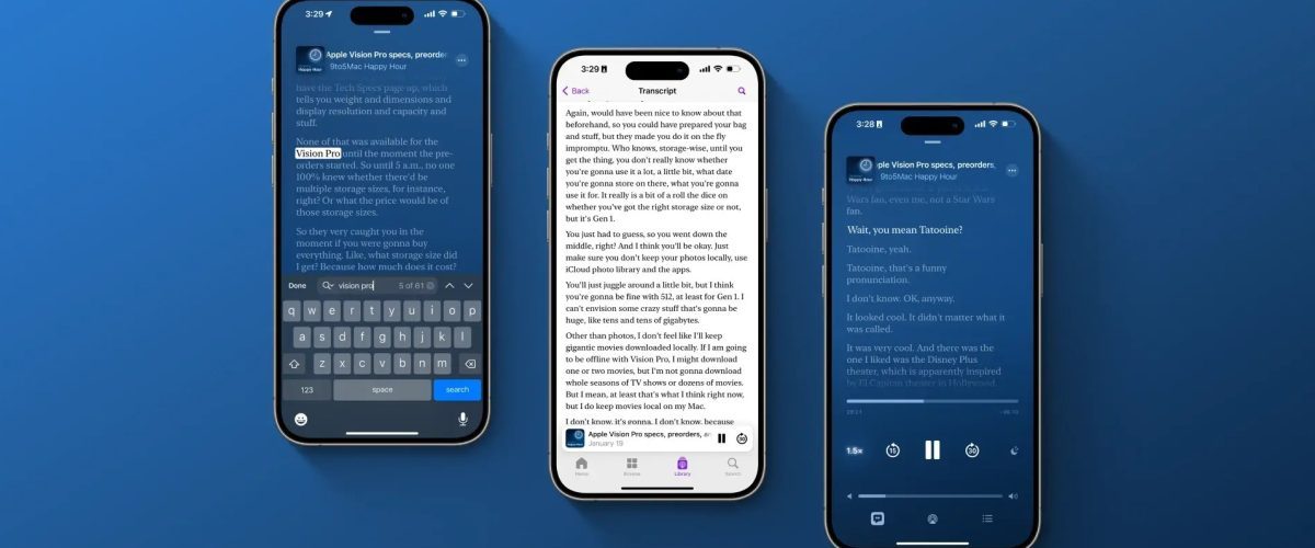 Apple Podcasts now offers auto-generated transcripts in iOS 17.4