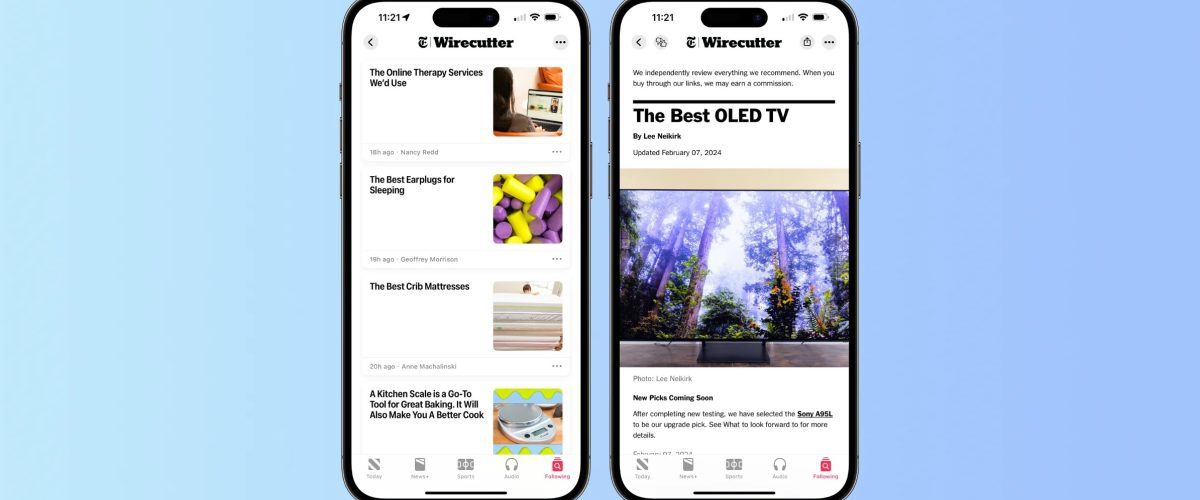 Wirecutter content now available in Apple News for free