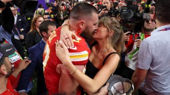 Taylor Swift Celebrates Travis Kelce’s Chiefs Super Bowl Win With a Kiss on the Field