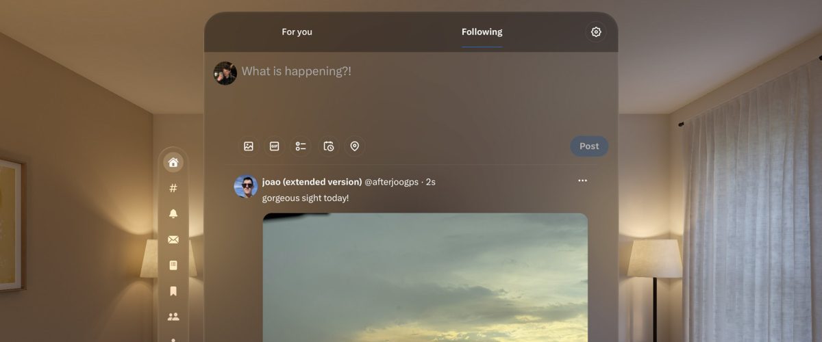 Dusk is an elegant app for using X/Twitter on Apple Vision Pro