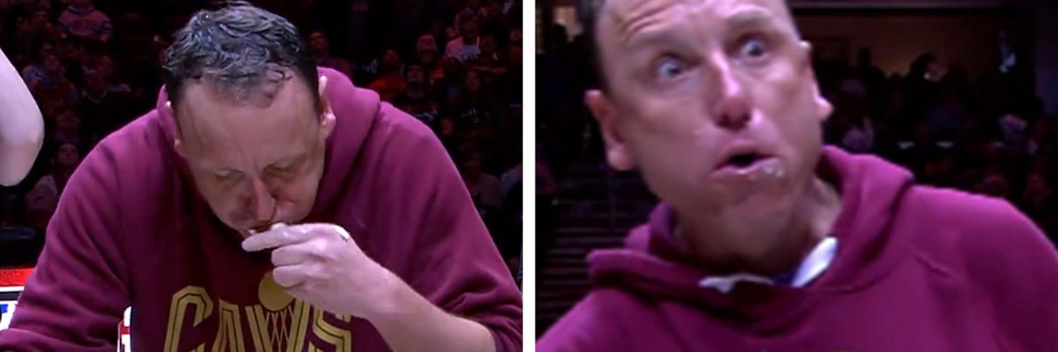 Joey Chestnut Destroys Competition In 3v1 Pierogi Eating Contest At Cavs Game