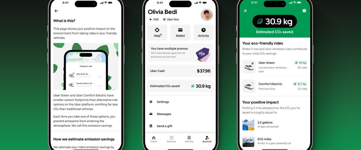 Uber adds a new ‘rider rating’ score for monitoring your environmental impact