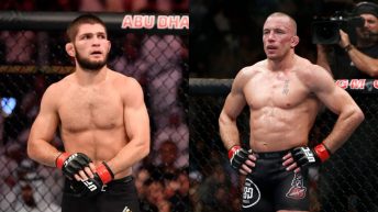 Khabib Nurmagomedov reacts after Georges St-Pierre claims he would have “put him down” in a potential UFC fight