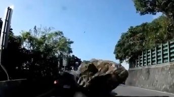 Video Shows Massive Boulders Crushing Cars After Taiwan Earthquake