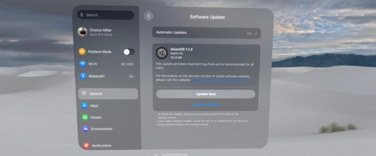 Apple releases visionOS 1.1.2 software update for Vision Pro