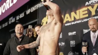 VIDEO | Ryan Garcia chugs beer on the scale after missing weight for Devin Haney boxing match