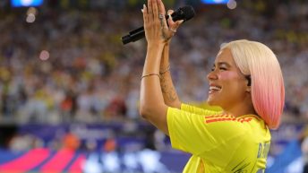 Karol G & Abel Pintos Sing National Anthems at 2024 Copa América Final Match