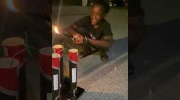 Boy Lights Fireworks For The First Time