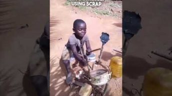 Boy in Africa made his own drum set 👏