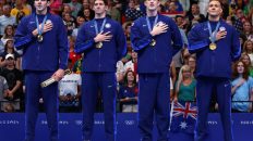 U.S. Wins First Gold at Men’s 4×100-Meter Freestyle Relay at 2024 Paris Olympics