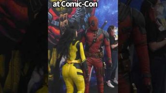 Deadpool and Wolverine at San Diego comic con Marvel booth