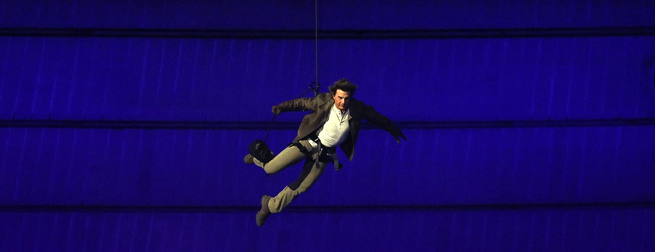 Tom Cruise Skydives Toward L.A. 2028 in Paris Olympics Handover Ceremony