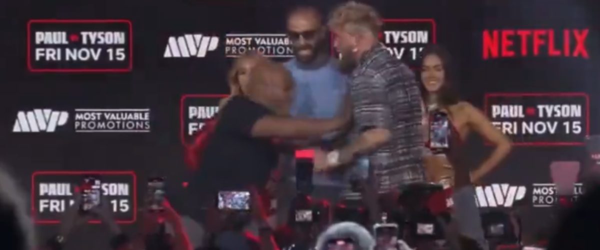 VIDEO | Jake Paul and Mike Tyson engage in shoving match during press conference at Fanatics Fest NYC