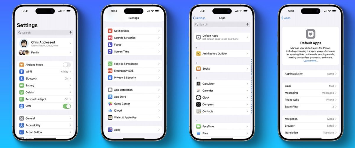 iOS 18 adding default app controls for messaging, phone calls, navigation, and more in the EU