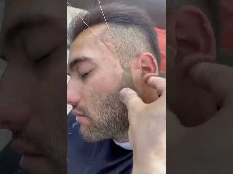 men’s beard threading|crazybarber #shorts#barber#trending#viral#ytshorts