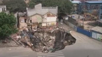 Sinkhole swallows whole building complex in China